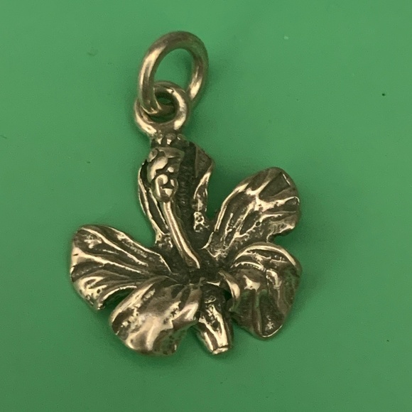Hibiscus Flower Sterling Silver Jewelry Charm #flower #garden #tropical - Picture 1 of 3